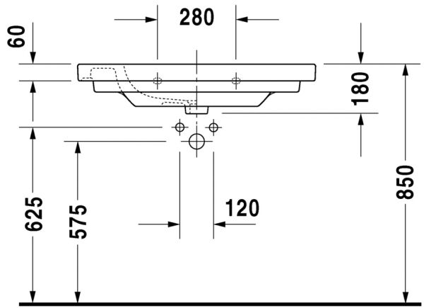 DURAVIT D-CODE ETAJERLI LAVABO 850x480 03428500002