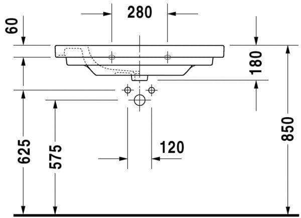DURAVIT D-CODE ETAJERLI LAVABO 850x480 03428500002