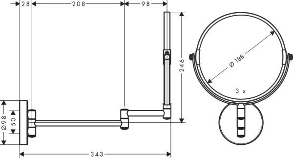 HANSGROHE LOGIS MAKYAJ AYNASI UNIVERSAL KROM 73561000