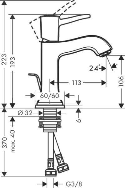 HANSGROHE METROPOL CLASSIC TEK KOLLU LAVABO BATARYASI 110 KUMANDALI KROM 31300000