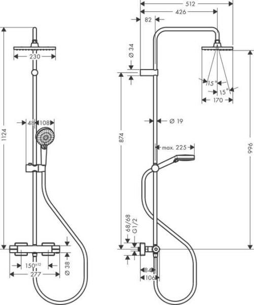 HANSGROHE VERNIS SHAPE DUS KOLONU TERMOSTATIK SATIN SIYAH 26286670