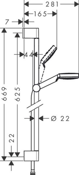 HANSGROHE CROMETTA DUS SETI 1 JET 65CM DUS BARI ILE BEYAZ KROM 26533400