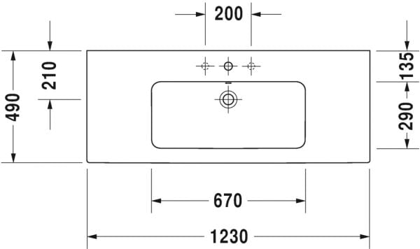 DURAVIT ME BY STARCK ETAJERLI LAVABO 1230*490 MM DELIKSIZ 2336120060
