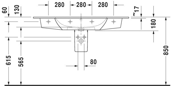 DURAVIT ME BY STARCK ETAJERLI LAVABO 1230*490 MM DELIKSIZ 2336120060