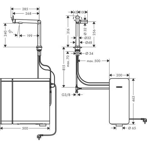 HANSGROHE AQITTURA M91 EVYE BATARYASI M91 SODASYSTEM 240 1JET STARTER SET KROM 76810000