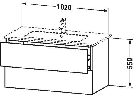 DURAVIT L- CUBE ASMA DOLAP UNITESI 2 CEKMECE MAT BEYAZ 1020x481 MM LC624201818