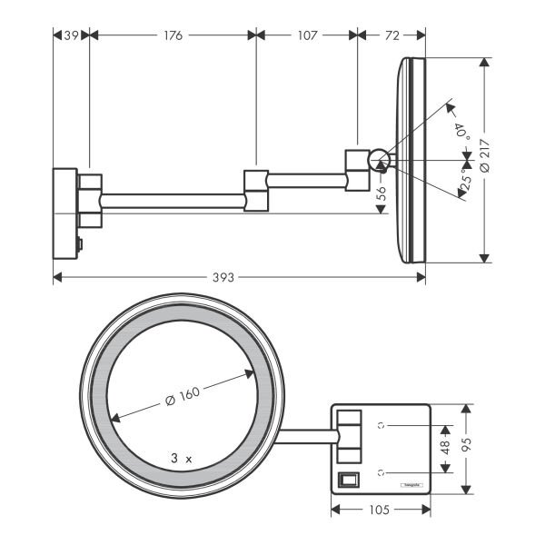 HANSGROHE ADDSTORIS MAKYAJ AYNASI SATIN SIYAH 41790670