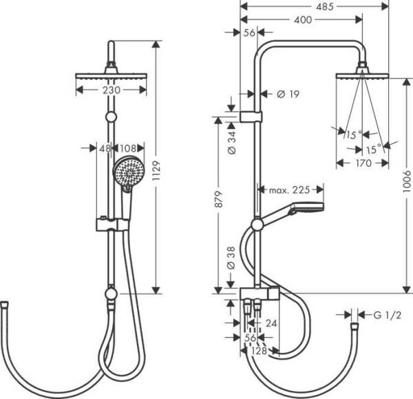 HANSGROHE VERNIS SHAPE DUS SETI 230 1 JET RENO KROM 26282000