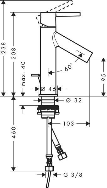 AXOR STARCK TEK KOLLU LAVABO BATARYASI 100  MAT PIRINC 10001950
