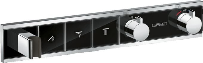 HANSGROHE TERMOSTATIK BANYO BATARYASI TERMOSTATIK 3 CIKIS SIYAH KROM 15356600