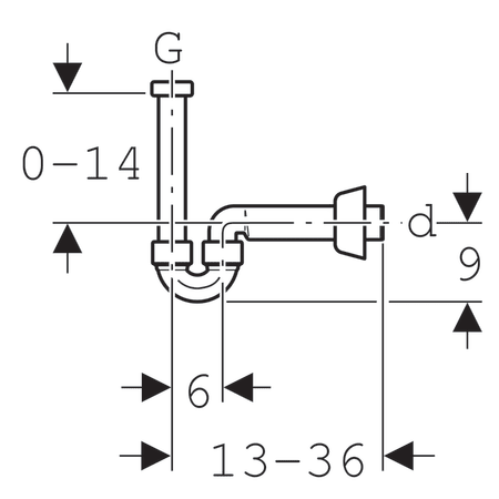 GEBERIT UNIVERSAL LAVABO SIFONU U TIPI 151.105.21.1