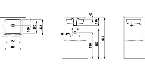 LAUFEN LIVING LAVABO 350*280*170 BEYAZ H8124320001091