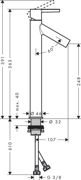 AXOR STARCK TEK KOLLU LAVABO BATARYASI 250 MAT BRONZ 10103140