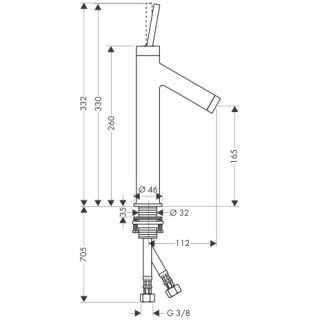 AXOR STARCK TEK KOLLU LAVABO BATARYASI 170 KROM 10123000
