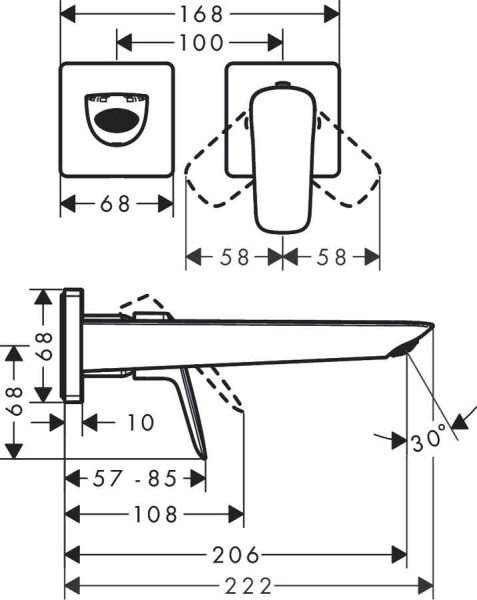 HANSGROHE LOGIS TEK KOLLU LAVABO BATARYASI ANKASTRE 20.5 CM GAGA KROM 71256000