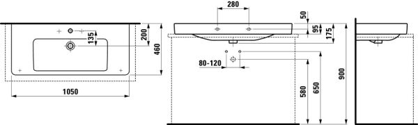 LAUFEN PRO S LAVABO 105*46.5 CM H8169660001041