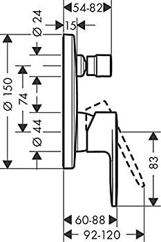 HANSGROHE VERNIS SHAPE TEK KOLLU BANYO BATARYASI ANKASTRE IBOX UNIVERSAL ICIN MAT SIYAH 71466670