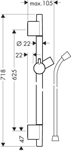 HANSGROHE UNICA DUS BARI S PURO 65CM DUS HORTUMU ILE MAT SIYAH KROM 28632340