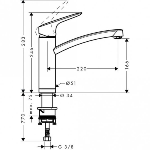 HANSGROHE M31 EVIYE BATARYASI 160 1 JET KROM 71833000