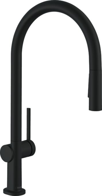 HANSGROHE TALIS TEK KOLLU EVIYE BATARYASI 210, CEKILEBILIR EL DUSU 2JET SBOX MAT SIYAH 72801670