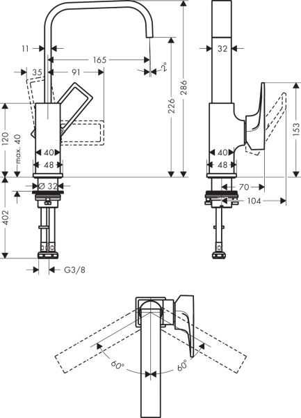 HANSGROHE METROPOL TEK KOLLU LAVABO BATARYA 230 BAS-AC SET ILE KROM 74511000