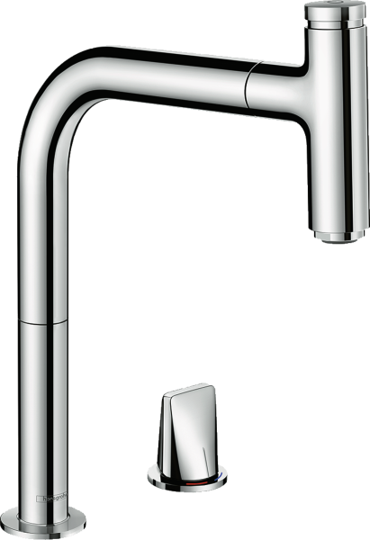 HANSGROHE METRIS SELECT M71 EVIYE BATARYASI TEK KOLLU 2 DELIK CEKILEBILIR GAGA KROM 73804000