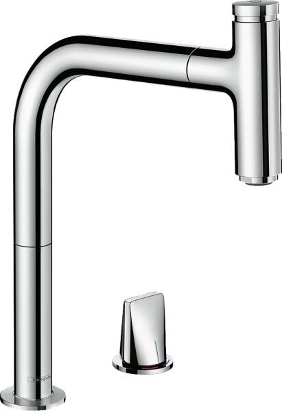 HANSGROHE METRIS SELECT M71 EVIYE BATARYASI TEK KOLLU 2 DELIK CEKILEBILIR GAGA KROM 73804000