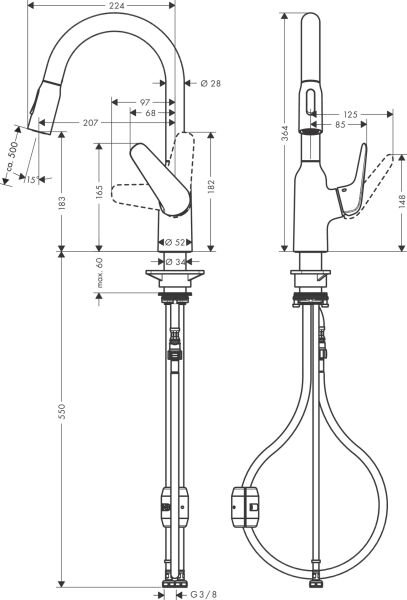 HANSGROHE FOCUS EVIYE BATARYASI TEK KOLLU 2 JET M42 KROM 71801000