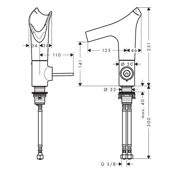 AXOR STARCK V TEK KOLLU LAVABO BATARYASI 140 MM CAM GAGA ALTIN  12112990