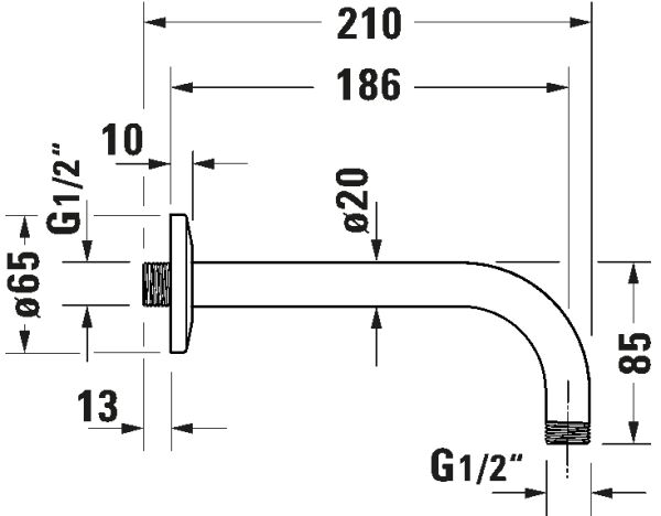 DURAVIT UNIVERSAL TEPE DUS DIRSEGI 210 MM KROM UV0670027010