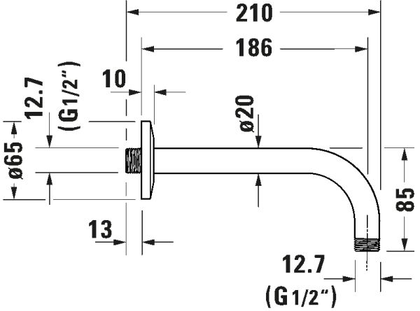 DURAVIT UNIVERSAL TEPE DUS DIRSEGI 210 MM KROM UV0670027010