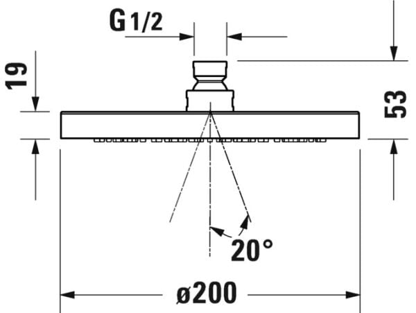 DURAVIT UNIVERSAL TEPE DUSU 200 MM uV0660013000