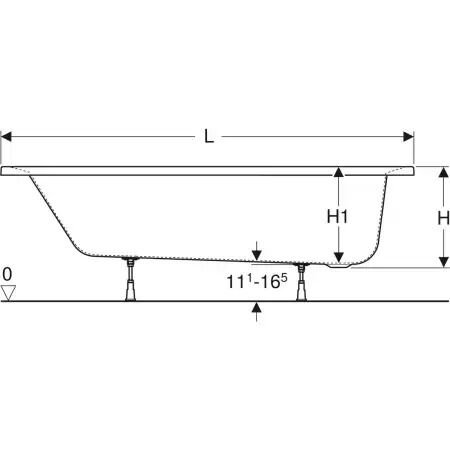 GEBERIT SUPERO KUVET 150*70 CM SUPERO DIKDORTGEN  AYAKLI 554.100.01.1