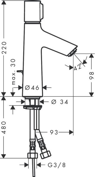 HANSGROHE TALIS TEK KOLLU LAVABO BATARYASI 100MM KROM 72042000