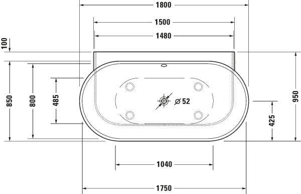 DURAVIT LUV KUVET 95*180 DESTEK AYAKLI, IKI TARAFLI EGIMLI 700433000000000