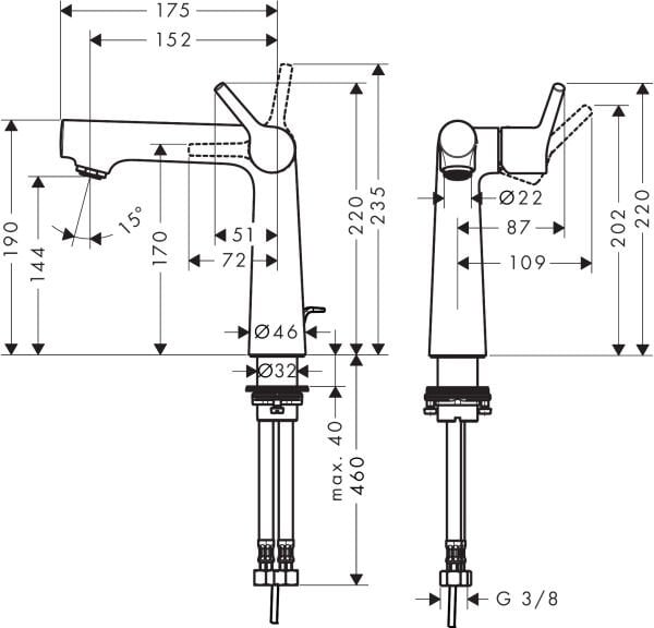 HANSGROHE TALIS TEK KOLLU LAVABO BATARYASI 140MM KUMANDALI KROM 72113000