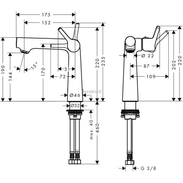 HANSGROHE TALIS TEK KOLLU LAVABO BATARYASI 140MM KROM 72114000