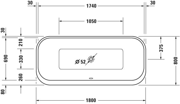 DURAVIT HAPPY D.2 PLUS KUVET 1800*800MM IC BEYAZ, DIS GRAFIT SUPER MAT 700453800000000