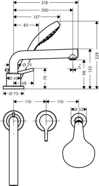 HANSGROHE TALIS 3-DELIKLI KUVET BATARYASI KROM 72417000