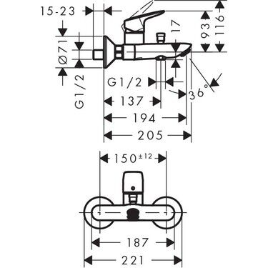 HANSGROHE LOGIS BANYO BATARYASI KROM 71400000