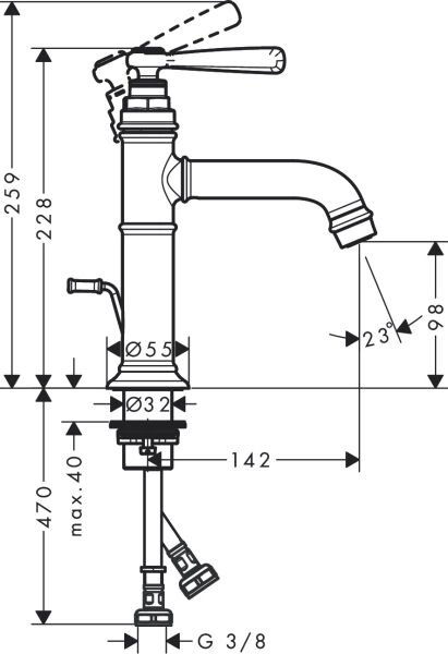 AXOR MONTREUX TEK KOLLU LAVABO BATARYASI 100 MM GIDER SETLI ILE MAT SIYAH KROM 16515340