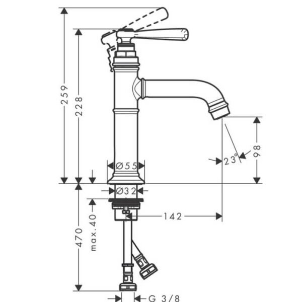 AXOR MONTREUX TEK KOLLU LAVABO BATARYASI 100 MM GIDER SETI ILE KROM 16516000