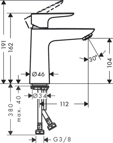 HANSGROHE TALIS E TEK KOLLU LAVABO BATARYASI 110MM KUMANDASIZ KROM 71712000