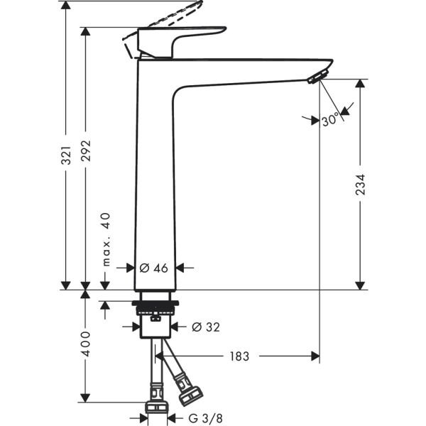 HANSGROHE TALIS E TEK KOLLU LAVABO BATARYASI 240MM P.ALTIN 71717990