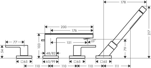 AXOR MY EDITION KUVET KENARI BATARYASI 4-DELIKLI KROM/AYNA 47430000