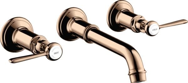 AXOR MONTREUX 3-DELIKLI LAVABO BATARYASI 165-225 MM CUBUK VOLAN P.KIRMIZI  16534300