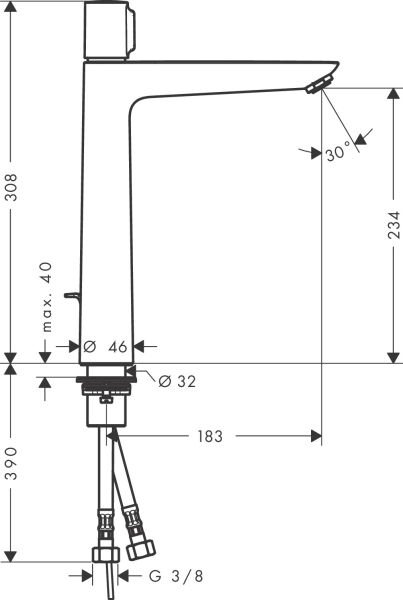 HANSGROHE TALIS TEK KOLLU LAVABO BATARYASI 240MM KUMANDALI KROM 71752000