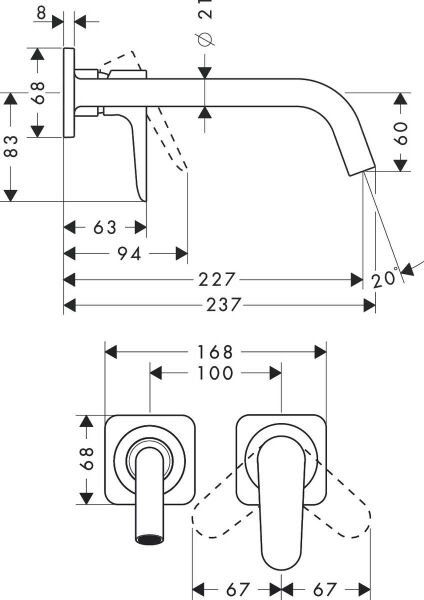 AXOR CITTERIO M 2-DELIKLI LAVABO BATARYASI 227MM KROM 34116000