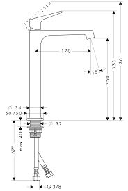 AXOR CITTERIO M TEK KOLLU LAVABO BATARYASI 250 KROM 34127000
