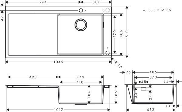 HANSGROHE S715 EVIYE TEZGAH USTU S715-F450 45 DMLK.ILE 43306800